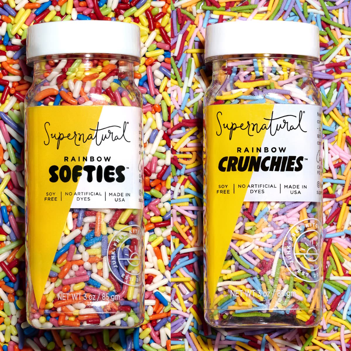 Softies & Crunchies Natural Sprinkle Set By Supernatural, No Artificial Dyes, Soy Free, Gluten Free, Vegan, 3Oz (Pack Of 2)