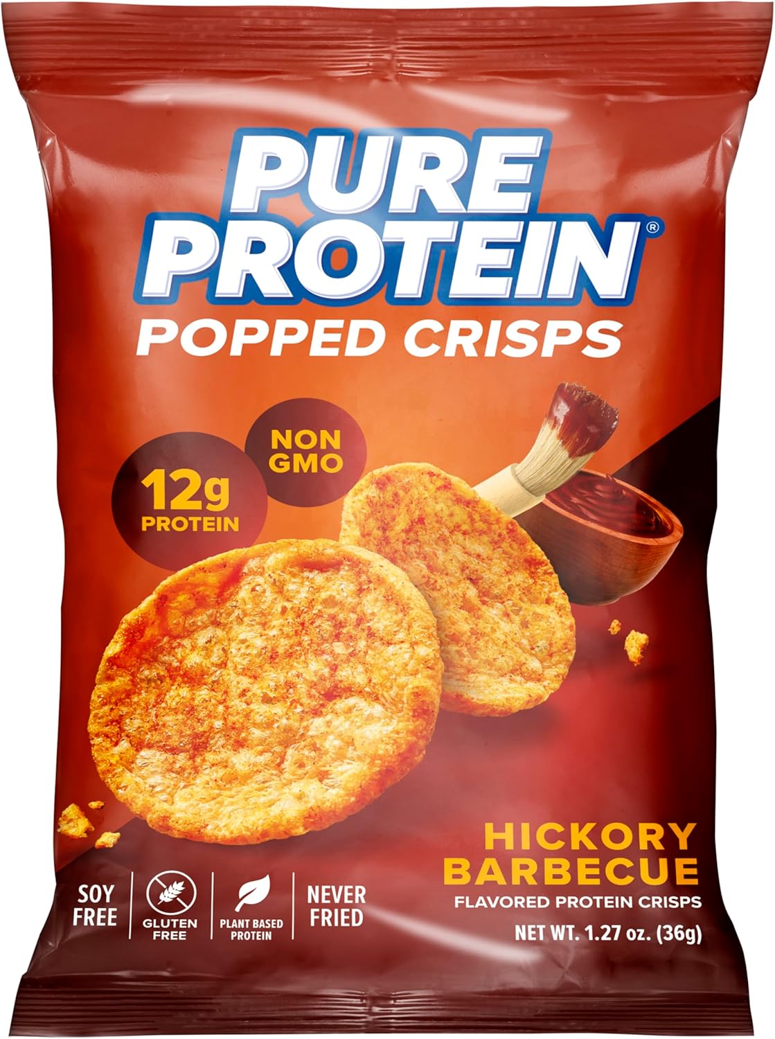 Pure Protein Popped Crisps, Hickory Barbeque, Gluten Free, Non-Gmo, High Protein Snack, 12G Protein, 12 Count