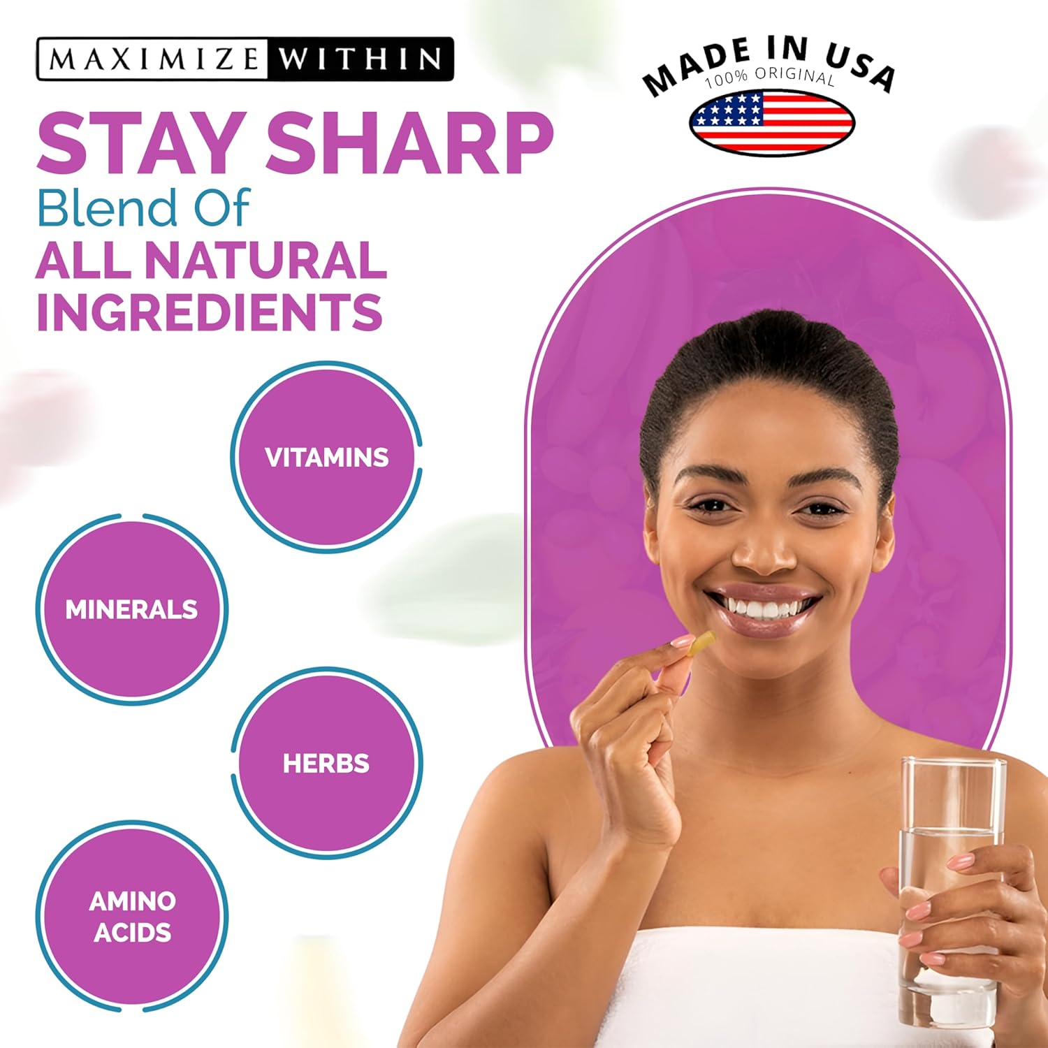 Maximize Within Thyroid Support Supplement For Women & Men - Focus, Mental Clarity & Energy With Ashwagandha Iodine Zinc Kelp Vitamin B12 L Tyrosine Selenium Copper Bladderwrack- 60 Count : Health & Household