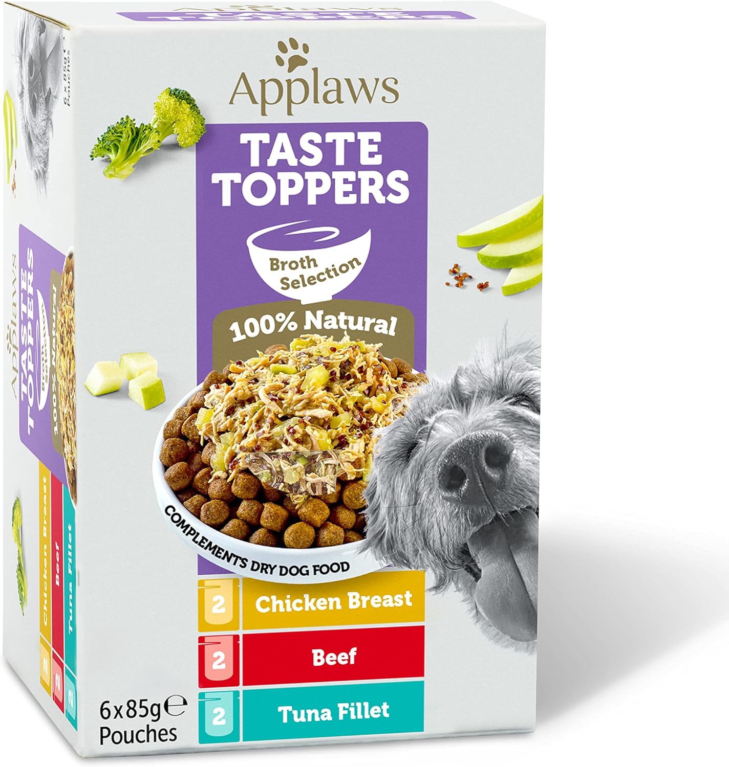 Applaws Natural Wet Dog Food Pouch, Grain Free Meat and Fish Selection in Broth 6 x 85g Pouches?TT9011CE-A