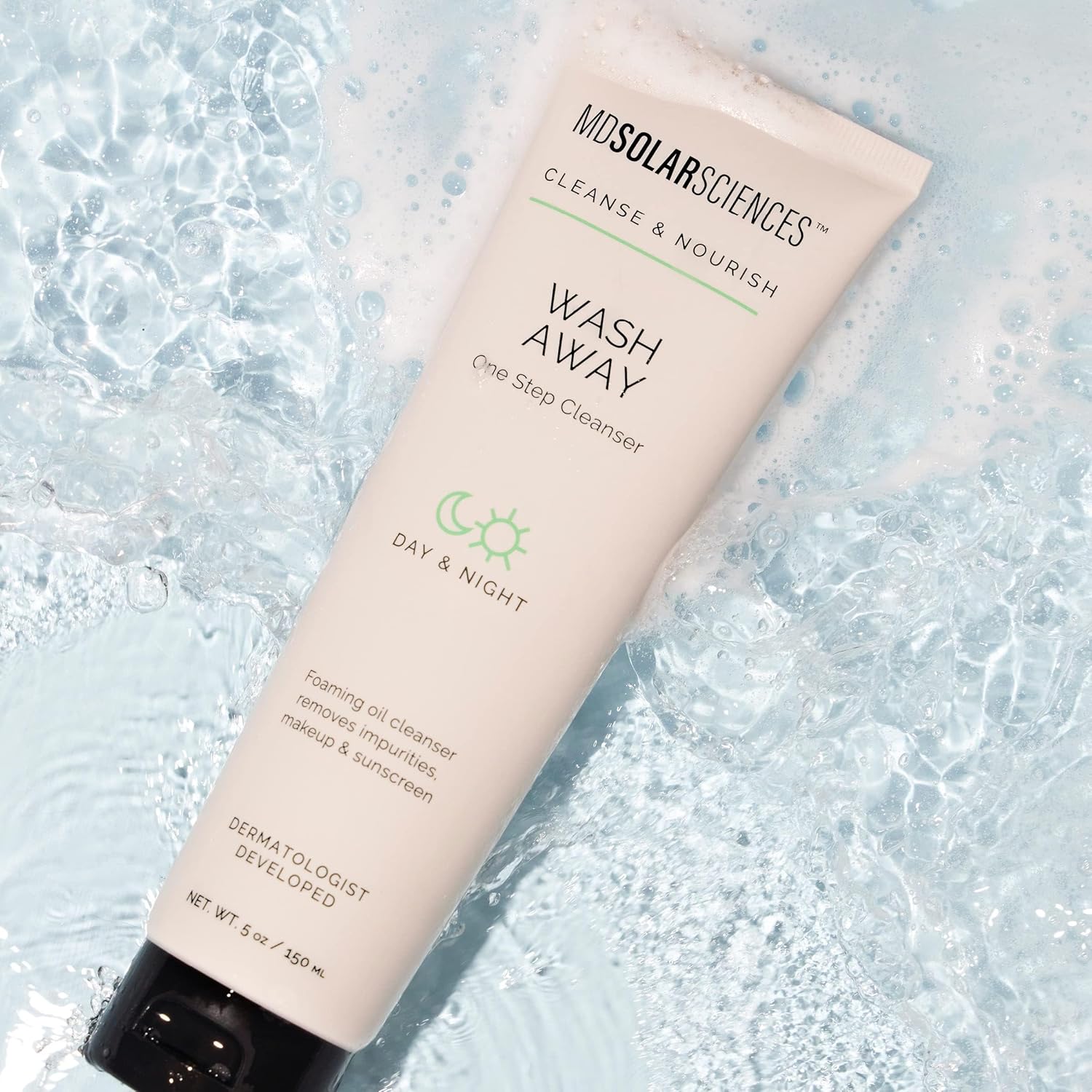 Mdsolarsciences Wash Away Facial Cleanser | Hydrating Face Wash With Hyaluronic & Salicylic Acids | Exfoliates & Removes Makeup, Sunscreen | Hypoallergenic, Vegan | Dermatologist Developed (5 Fl Oz) : Beauty & Personal Care