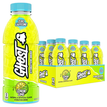 Ghost Hydration Drink, Lemon Lime - Rtd Sports Drinks With Electrolytes For Hydration - Beverage For Athletes - Zero Caffeine & Zero Sugars - 16.9 Fl Oz, 12 Pack