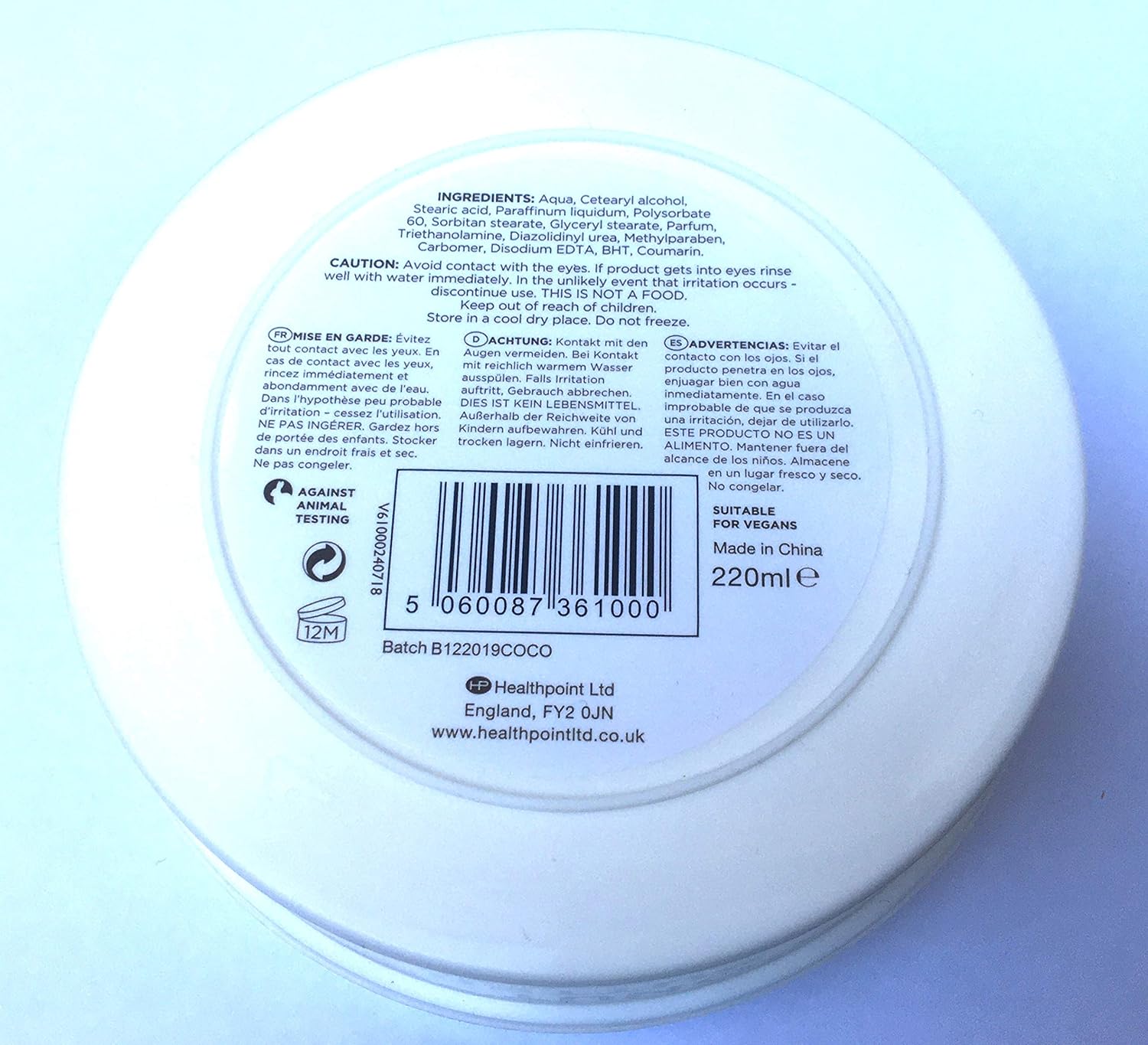 Derma V10 Body Butter Moisturising Cream Vegan Friendly 4 Pack (Coconut)