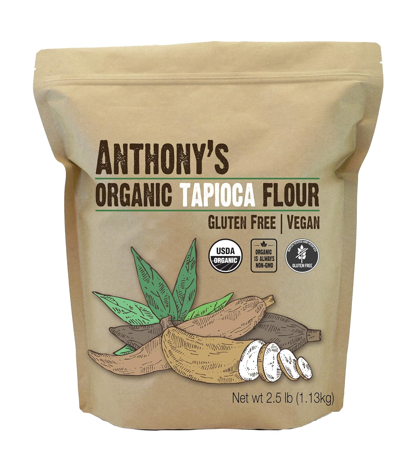 Anthony'S Organic Tapioca Flour Starch, 2.5 Lb, Gluten Free & Non Gmo