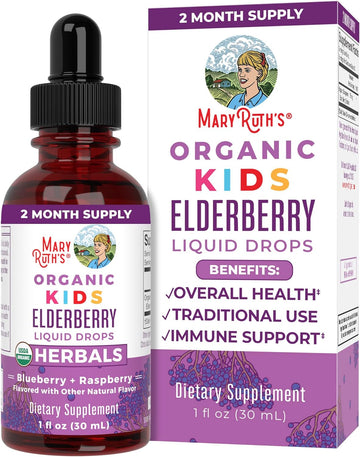 Maryruth Organics Cocomelon Kids Elderberry Syrup, Usda Organic Elderberry, Sugar Free Kids Immune Support Supplement For Ages 4-13 Years, Clean Label Project Verified®, Vegan, Gluten Free, 1 Fl Oz