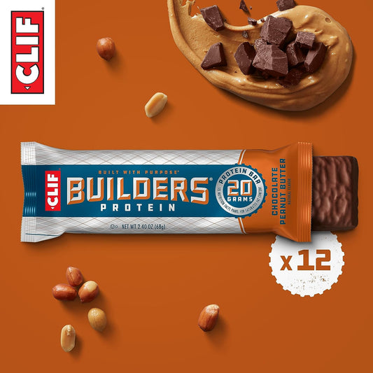 Clif Builders - Chocolate Peanut Butter Flavor - Protein Bars - Gluten-Free - Non-Gmo - Low Glycemic - 20G Protein - 2.4 Oz