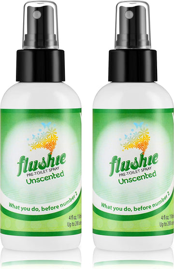 Flushie Pre-Toilet Spray Poop Spray Travel Size Toiletries Bathroom Spray for Toilet Traveling Essentials Poop deodorizer Poop Odor eliminator 4oz (Unscented, 2 Pack)