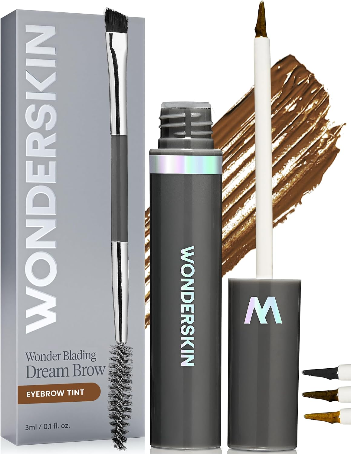 Wonderskin Dream Brow Eye Brow Gel, Long Lasting Eyebrow Gel, Water-Resistant, Transfer Proof Tinted Filler Eyebrow Mascara (Dark Brunette)