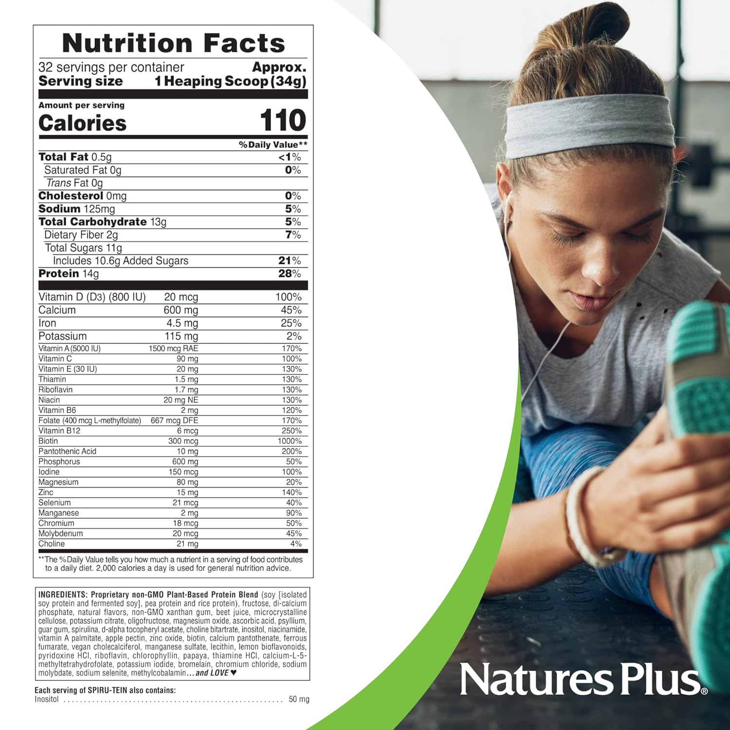 NaturesPlus SPIRU-TEIN, Strawberry - 2.4 lb - Plant-Based Protein Shake - Non-GMO, Vegetarian, Gluten Free - 32 Servings : Health & Household