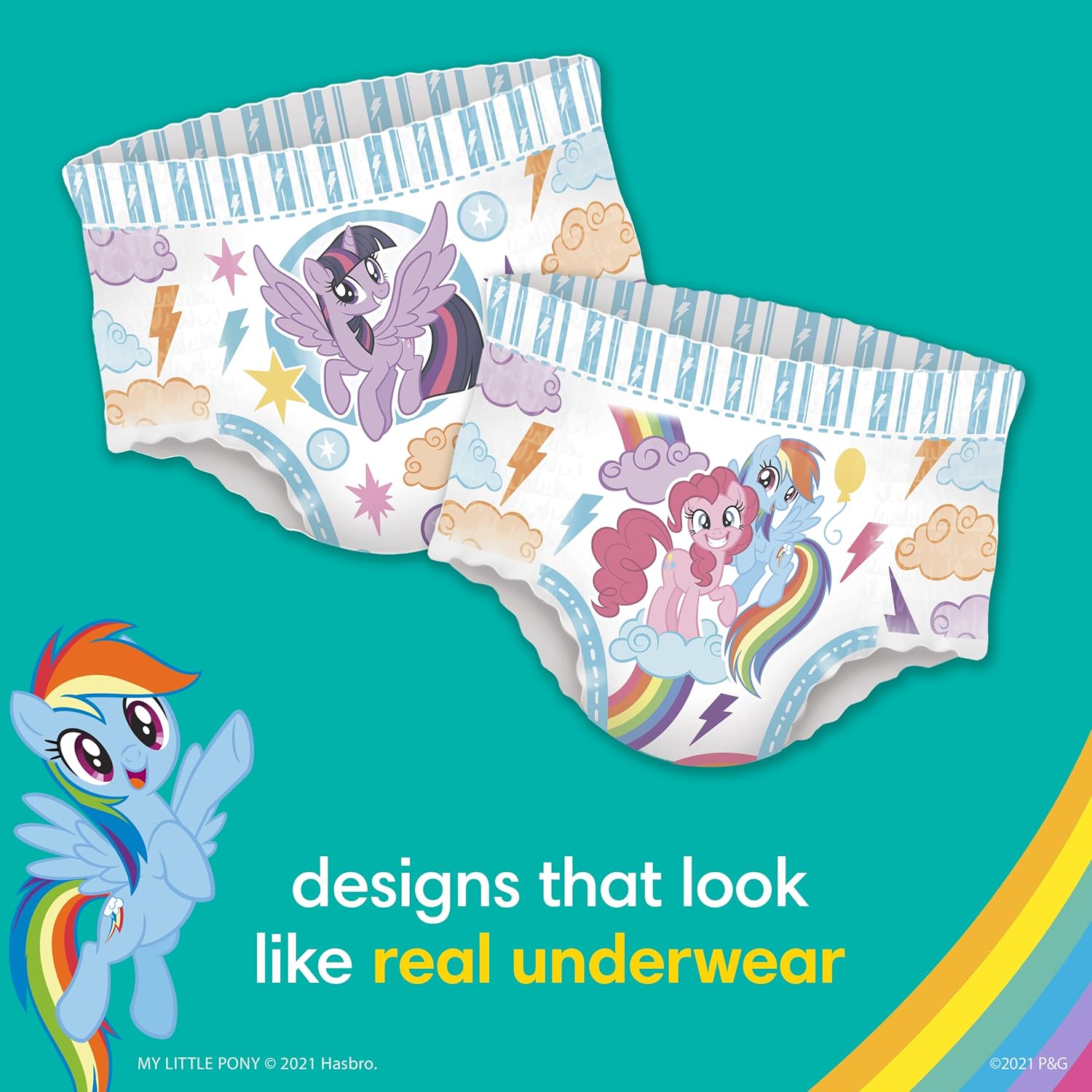 Pampers Easy Ups Girls & Boys Potty Training Pants - Size 2T-3T, 74 Count, My Little Pony Training Underwear (Packaging May Vary) : Baby