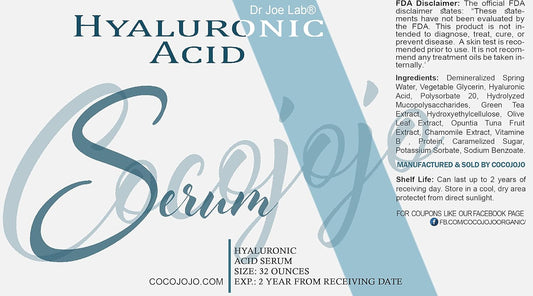 Dr Joe Lab Hyaluronic Acid Serum For Face Skin Body Lips - Deep Hydration Revitalizing Gentle Facial Moisturizer Plumping For All Skin Types Paraben, Sls, Silicone-Free Vegan Formula - (32 Oz.)