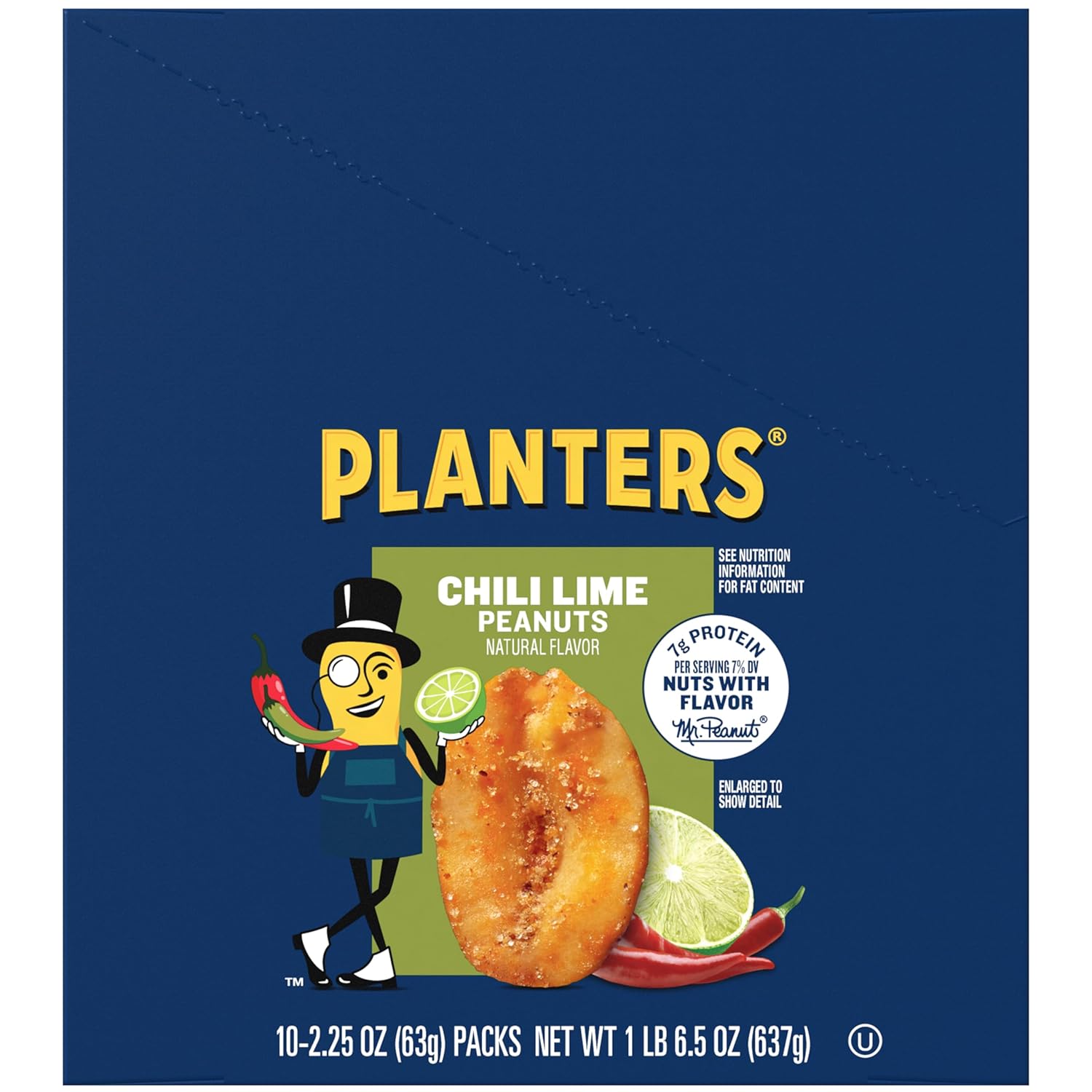 Planters Chili Lime Peanuts, 2.25 Oz Pack (Pack Of 10)