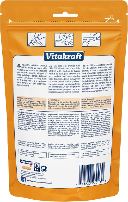 Vitakraft Drops With Peanut Treats For Dogs, Bite-Sized Training Snacks, 8.8 Ounce Pouch