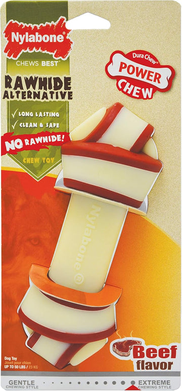 Nylabone Power Chew Rawhide Knot Bone Alternative Nylon Chew Toy For Dogs, Dog Toys For Aggressive Chewers, Beef Flavor, Large/Giant (1 Count)