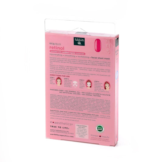 Earth Therapeutics Retinol Facial Sheet Mask Moisturize & Replenish Your Face – Preserve Skin