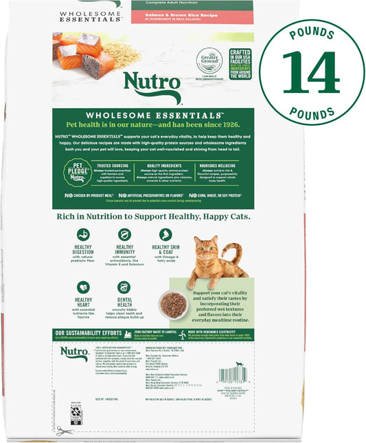 Nutro Wholesome Essentials Adult Natural Dry Cat Food Salmon & Brown Rice Recipe, 14 Lb. Bag