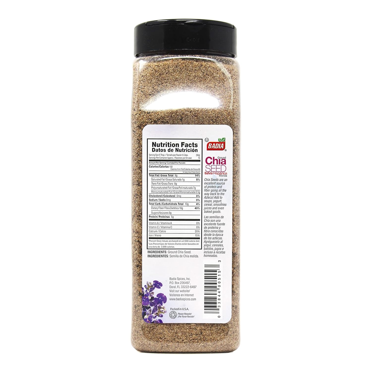 Badia Ground Chia Seed, 16 Ounce (Pack of 4) : Grocery & Gourmet Food