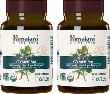 Himalaya Organic Gymnema Sylvestre For Glucose Metabolism, 700 Mg, 30 Caplets, 2 Month Supply, 2 Pack