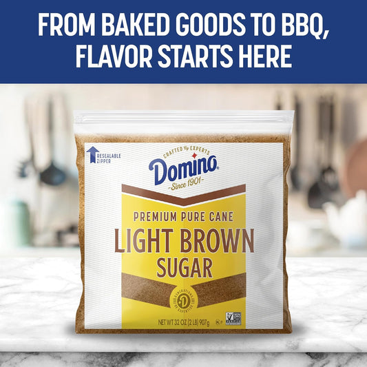 Domino Premium Pure Cane Light Brown Sugar, 2 Lb Zipper-Pak (Pack Of 2)