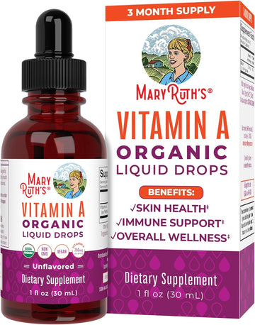 Maryruth Organics Usda Organic Vitamin A Liquid Drops | 3 Month Supply | Immune Support, Eye Health, Skin Health For Ages 14+ | 750Mcg Per Serving | Sugar Free | Vegan | Non-Gmo | Gluten Free | 1Oz
