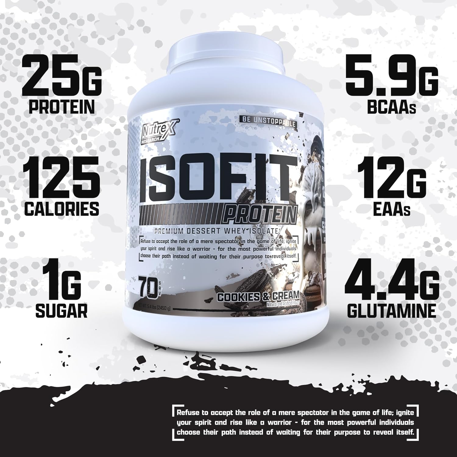 Nutrex Research IsoFit Cookies & Cream Whey Isolate Protein Powder 100% Whey Protein Isolate | Muscle Recovery, Naturally High EAAs | Fast Absorbing, Easy Digestion | (Cookies & Cream, 70 Servings) : Health & Household