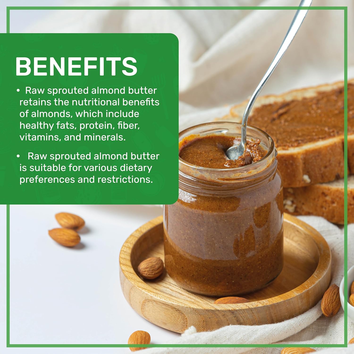 Jiva Organics Raw Sprouted Organic Almond Butter 16-Ounce Large Jar : Grocery & Gourmet Food
