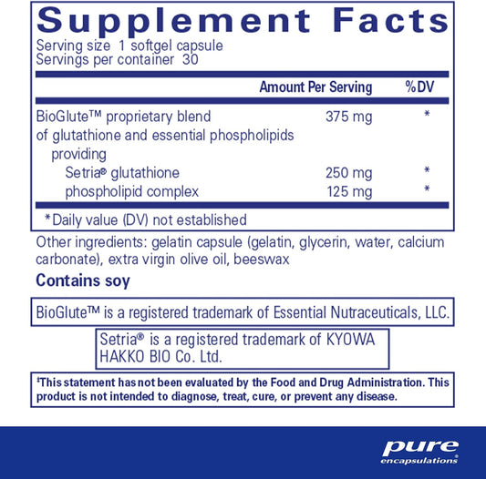 Pure Encapsulations Liposomal Glutathione - Supplement for Immune Support, Liver, Antioxidants, and Detoxification* - with Glutathione & Phospholipids - 30 Softgel Capsules
