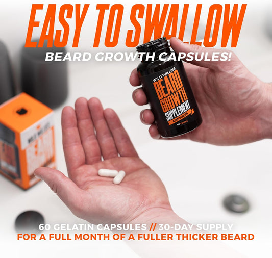 Wild Willies Beard Boost Serum And Growth Supplement Kit For Thicker And Fuller Beard For Beard Enthusiasts, Unscented, 31 Day Supply Of Vitamins, Made In Usa, 1 Fl Oz