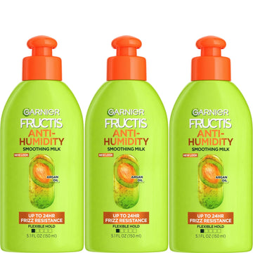 Garnier Fructis Style Anti-Humidity Smoothing Milk for Frizz Resistance, 5.1 Fl Oz, 3 Count, (Packaging May Vary)