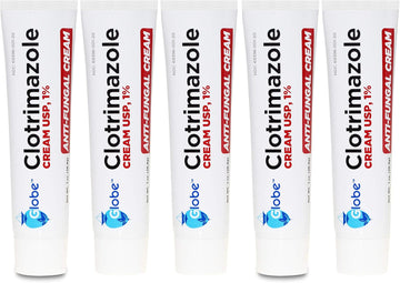 (5 Pack) Globe Clotrimazole 1% Cream (1 Oz) Relieves The Itching, Burning, Cracking And Scaling Associated Athletes Foot, Jock Itch, Ringworm And More