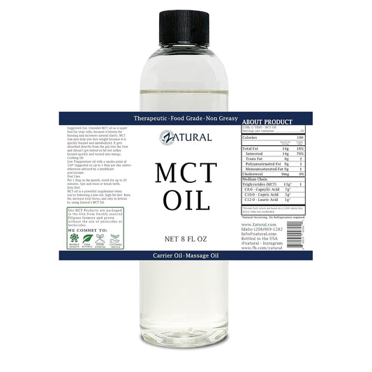 Pure Mct Oil, Carrier Oil, Massage Oil, Hydrating Oil, Hair Oil, Food And Therapeutic Grade, 8 Oz