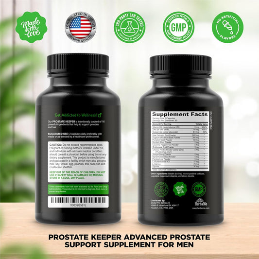 Prostate Support Supplement For Men With Saw Palmetto, Pygeum Bark, Pumpkin Seed And Zinc, Urinary Tract Health And Hair Growth, Dht Blocker And Bladder Control, 120 Capsules