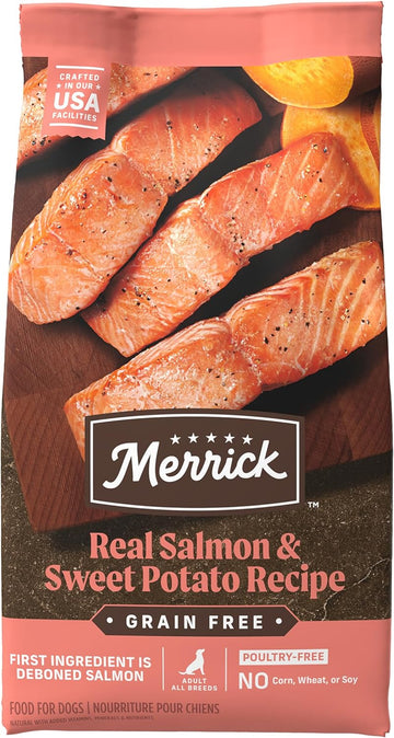Merrick Premium Grain Free Dry Adult Dog Food, Wholesome And Natural Kibble With Real Salmon And Sweet Potato - 22.0 lb. Bag