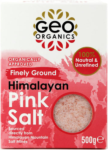 Geo Organics Pure Himalayan Pink Salt Crystals 500G (Pack Of 1) | 100% Natural Salt & Unrefined | Harvested Using Sustainable & Eco-Friendly Practices - Contains 84 Minerals (Finely Ground Pink Salt)