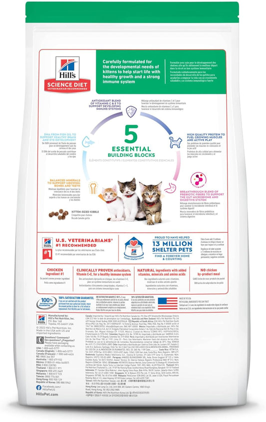 Hill'S Science Diet Kitten, Kitten Premium Nutrition, Dry Cat Food, Chicken Recipe, 15.5 Lb Bag