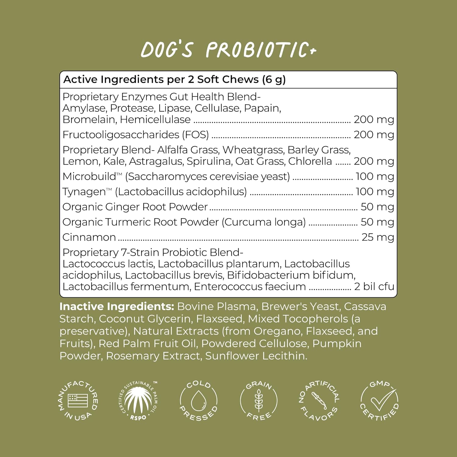 CYMBIOTIKA Dog Probiotic+, Probiotics for Dogs, Gut Health & Immune Support Supplement with Digestive Enzyme and Green Blend, Prebiotics, Postbiotics, Supplements for Dogs, Pumpkin Flavor, 50 Chews : Pet Supplies