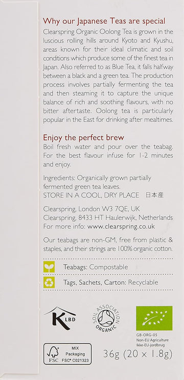 Clearspring Organic Japanese Oolong - 20 Tea Sachets
