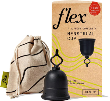 Flex Cup Starter Kit (Slim Fit - Size 01) | Reusable Menstrual Cup + 2 Free Menstrual Discs | Pull-Tab for Easy Removal | Tampon + Pad Alternative | Lasts for Years | Capacity of 3 Super Tampons