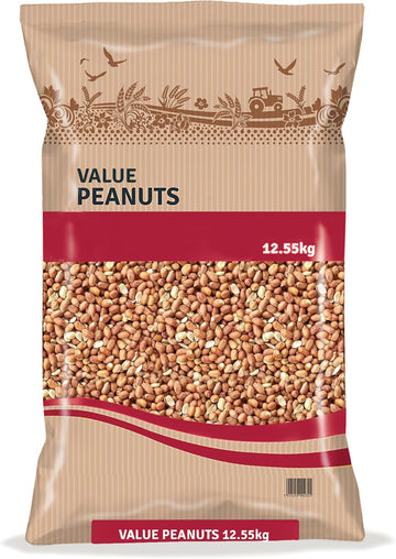 Whole Peanuts with kernels for Wild Birds 12.5kg - High Energy Food, High Protein Feed, Rich in Fats and Fibre, Great for Hanging, Bird Tables and Ground Feeding, Bulk Bag - Buzzby's, Uncoloured?83138356