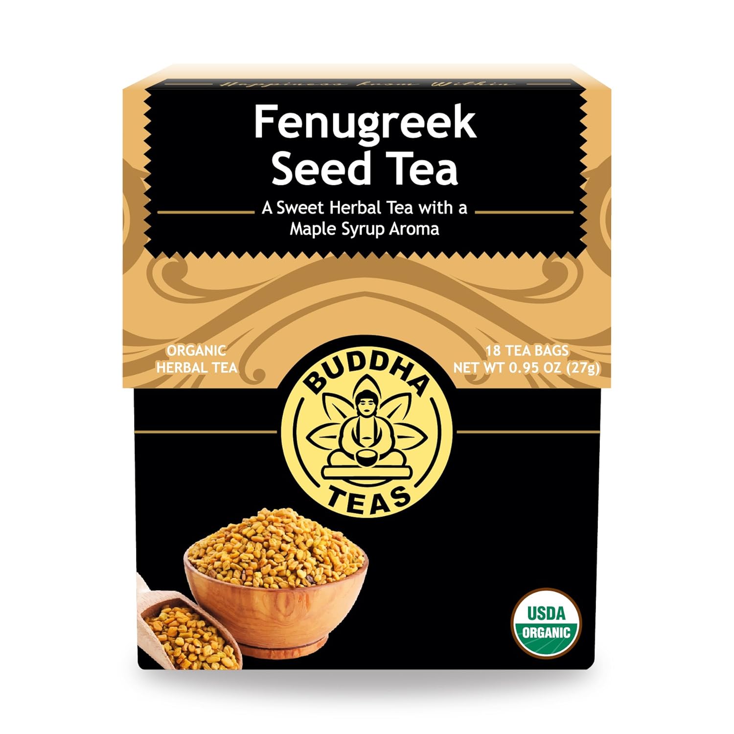 Buddha Teas Organic Fenugreek Seed Tea - Ou Kosher, Usda Organic, Ccof Organic, 18 Bleach-Free Tea Bags