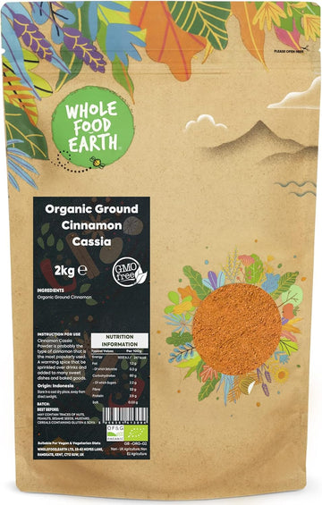 Wholefood Earth Organic Ground Cinnamon Cassia 250 G | Gmo Free | Certified Organic