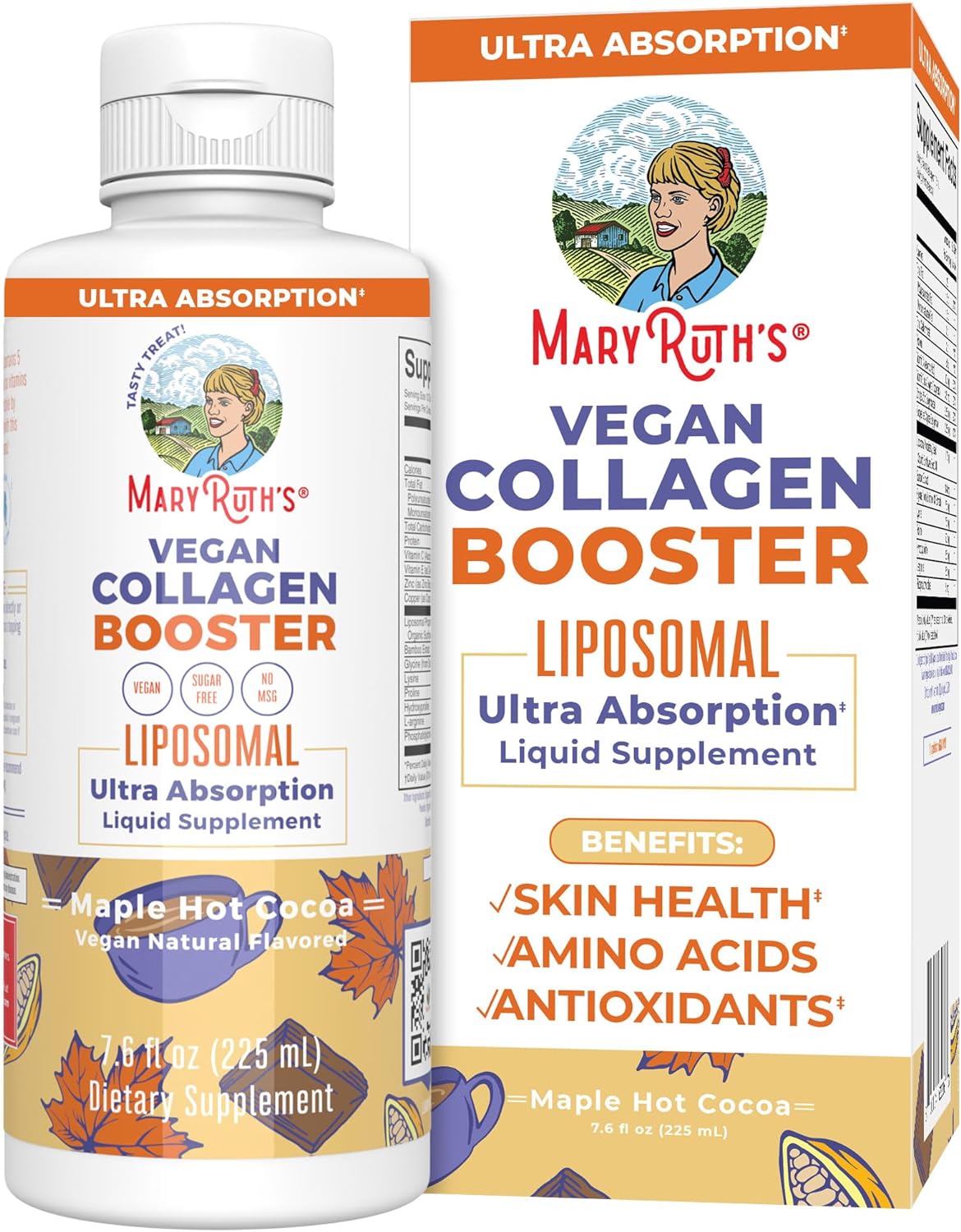 MaryRuth Organics Collagen Booster Liposomal, Sugar Free, Liquid Collagen Booster with Vitamin C, Vitamin E, Zinc, Copper & Silica, Skin Care & Joint Support Supplement, Vegan, Non-GMO, 7.6 Fl Oz