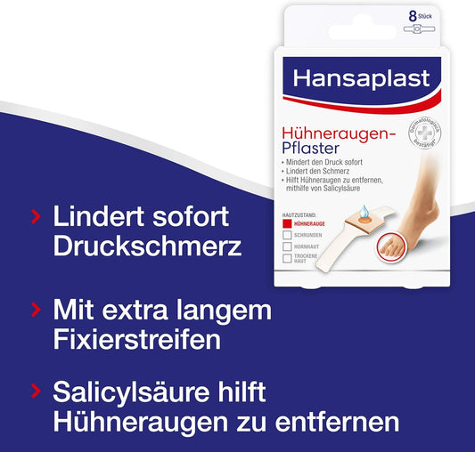 Hansaplast Corns Plaster, Adhesive Plaster To Corns (Pain-Relieving Foot Patches With Secure Hold, 2'S Pack (2 X 8 Piece ))