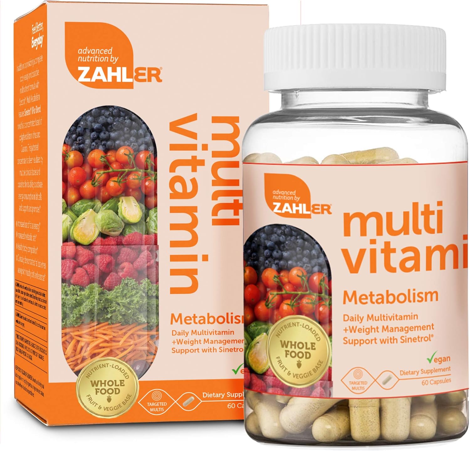 Zahler Multivitamin Metabolism, Daily Multivitamin +Weight Management Support, Multivitamin For Women And Men With Iron, Certified Kosher, 60 Capsules