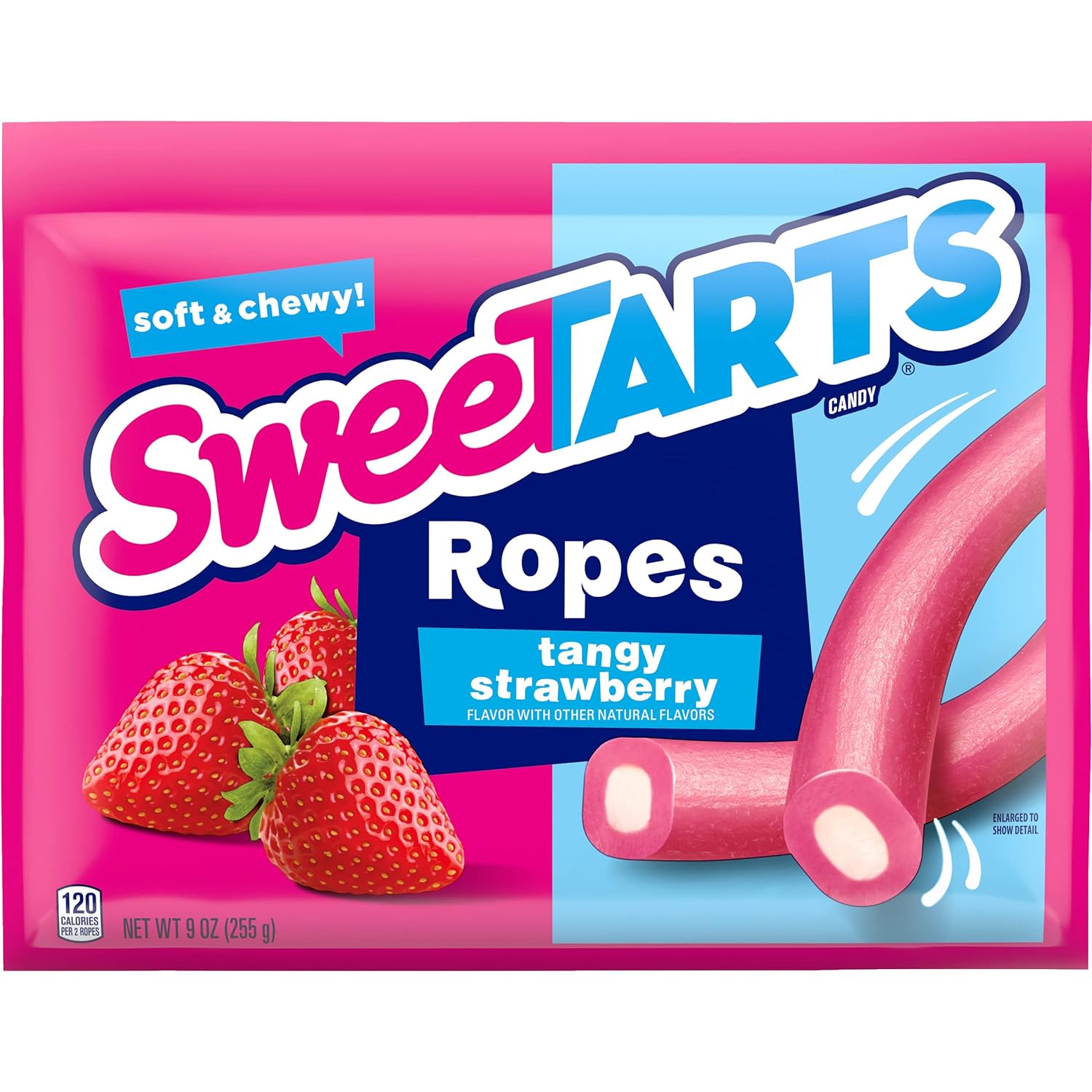 Sweetarts Soft & Chewy Ropes Candy, Tangy Strawberry Flavor, 9 Ounce Pouch