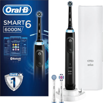Oral-B Smart 6 Electric Toothbrushes Adults, App Connected Handle, 3 Toothbrush Heads & Travel Case, 5 Modes, Teeth Whitening, 2 Pin Uk Plug, 6000N