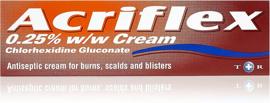 Acriflex Antiseptic Burns Cream, Effective Relief From Minor Burns And Scalds, Scratches, Cuts, Abrasions, Sunburn Blisters And Infected Cracked Skin, Non-Sticky, 1 X 30G