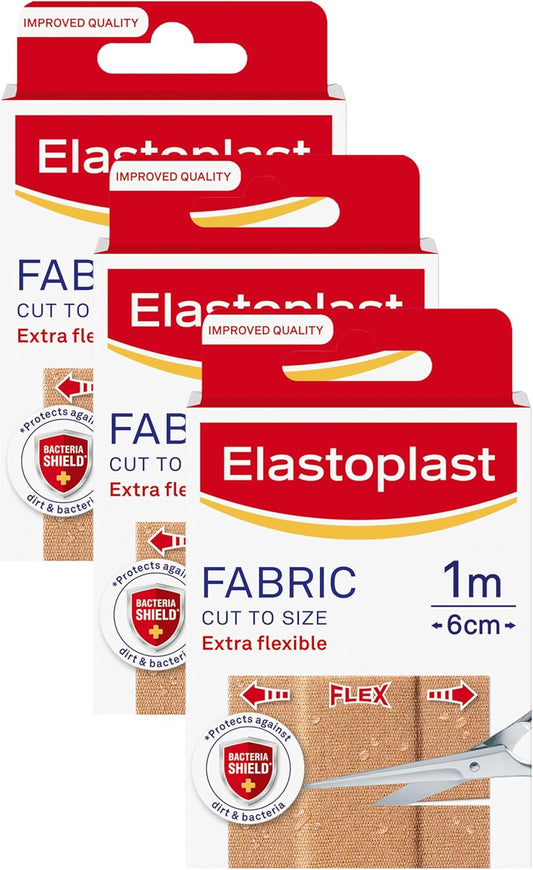 Elastoplast Extra Flexible Fabric Plaster Strips, 100 Strips (10 X 10), Breathable, Flexible Large Plasters