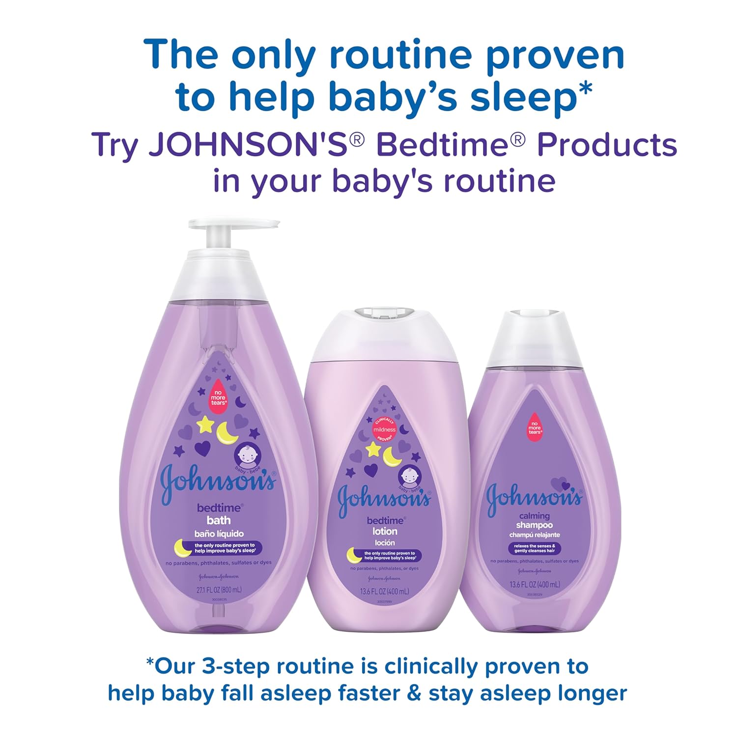 Johnson's Moisturizing Bedtime Baby Lotion with Coconut Oil & NaturalCalm Aromas to Help Relax Baby, Mild, Hypoallergenic & Paraben-, Phthalate- & Dye-Free, Twin Pack, 2 x 27.1 fl. oz : Baby