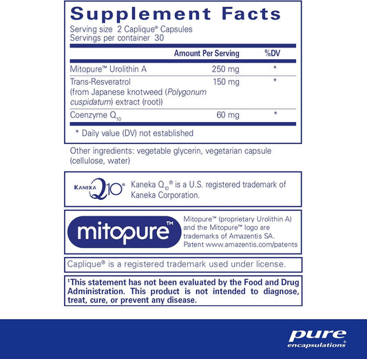 Pure Encapsulations Renual | Urolithin A Supplement | Support For Muscle Function, Cellular Energy Production, Mitochondrial Health, And Healthy Aging* | 60 Caplique Capsules